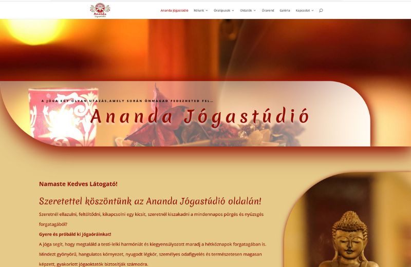 Ananda Jógastúdió weboldala